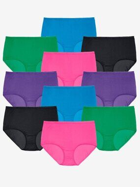 Full Coverage Nylon Brief 10-Pack Size 13 multi color Plus size